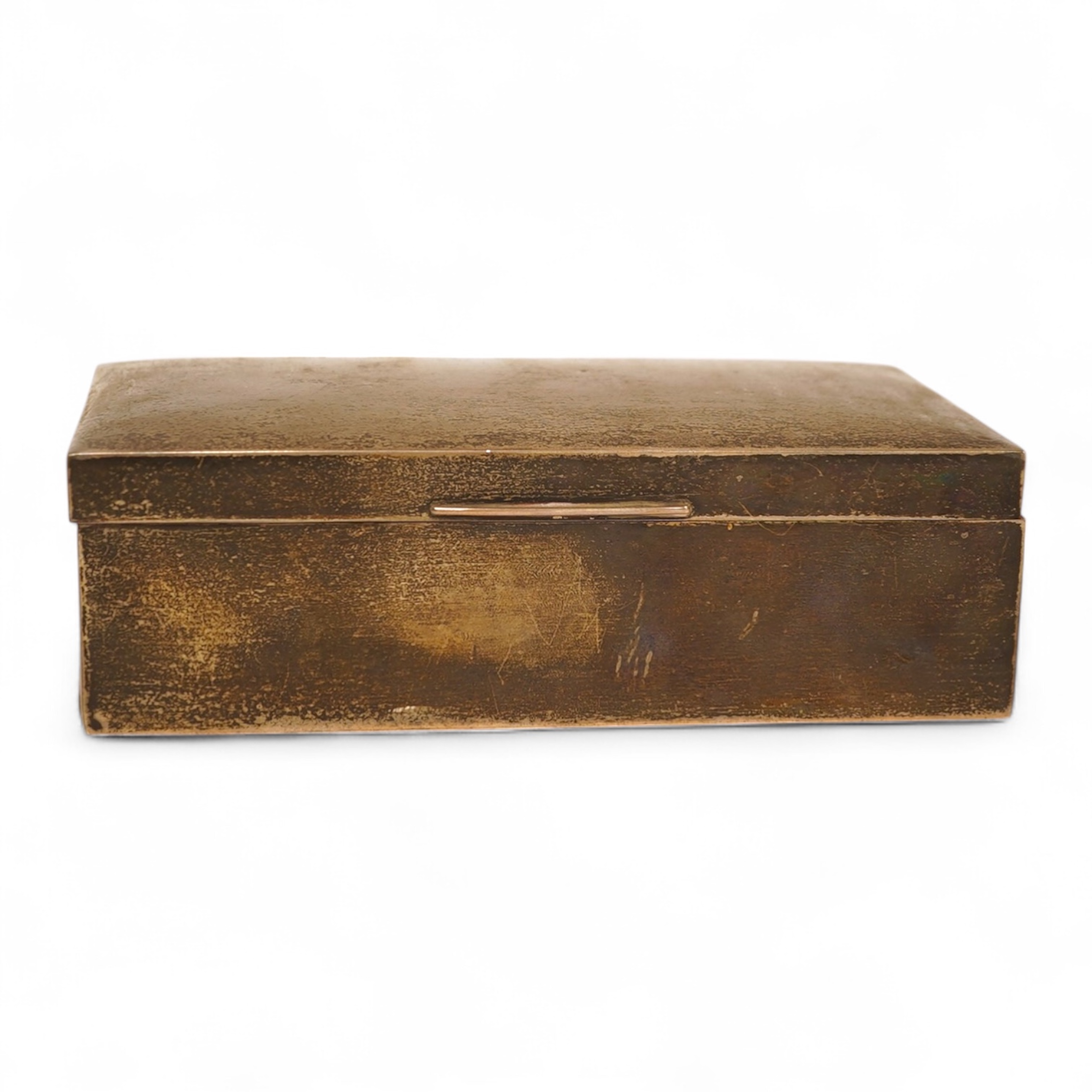 A George V rectangular plain silver cigarette box, Walker & Hall, Sheffield, 1929, 17.9cm.